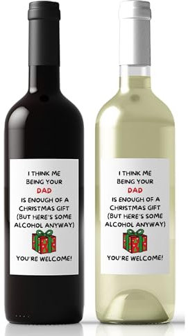 Funny Christmas Wine Bottle Label for Son Or Daughter from Dad Humorous Xmas Message