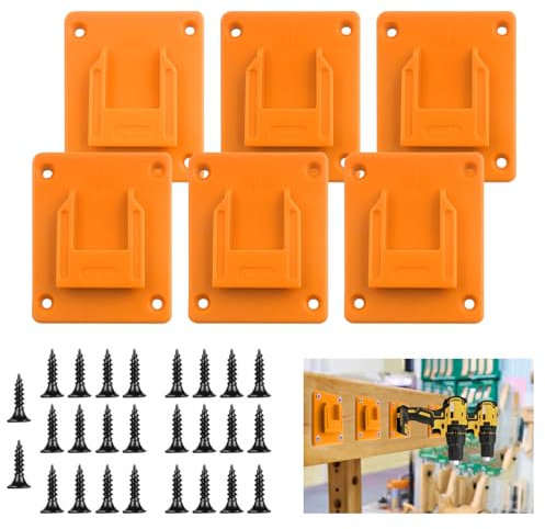 Tool Holder Replacement for Dewalt 20V 60V Battery Router Nail Saw Drill Tools Mount/Wall Hanger, Fits Milwaukee M18 Tools (6 Packs, Yellow)