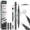 Eyebrow Pencil, 3D Microblading Eyebrow Pen, 2-in-1 Dual-ended Brow Pen with 2 Micro-Fork-Tip & Precise Brush-Tip, Long-Lasting Waterproof Eye Brow Pencils Creates Natural Hair-Like Brows (Dark Brown)