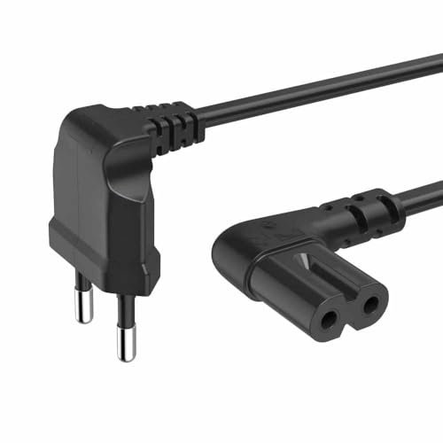 TECHZOCO Cavo di alimentazione IEC-320 C7 a gomito Cavo Alimentazione Tipo C Euro, Sezione 0,75 mm², compatibile con Samsung, Philips, LG Sony Sharp Panasonic LED TV Sky TV, Sky, Nero, 1,50 metri