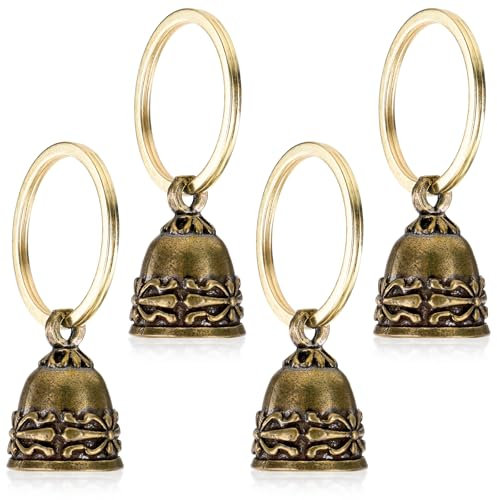COMNICO Hundehalsband Glocke, 4 Stück Katzenglocken Kupferglocken Retro Ästhetik Extra laut Hundeglocken Katzen Trackerhalsband Anti Lost ID Anhänger Zubehör Dekorative Anhänger Haustier-Tracker