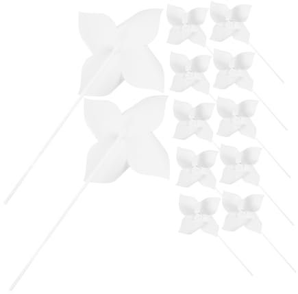 CIYODO 12stücke Windmühle Aus Leerem Papier Weiße Windrad-Dekoration Zum Bemalen Requisite Aus Leerem Windrad DIY-bastelset Für Junge Mädchen Windrad-Spielzeug Aus Papier Lustiges Graffit