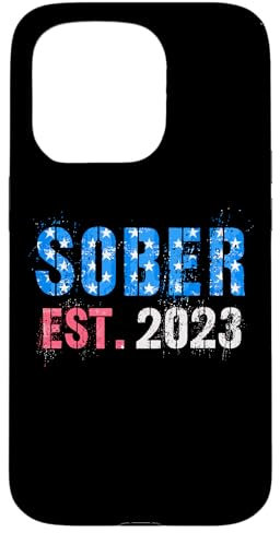 Hülle für iPhone 15 Pro Lustig seit SOBER EST 2023 1 Ein Jahr Erholung AA Support US