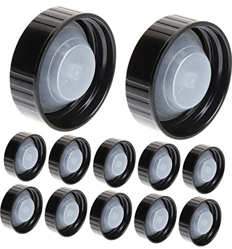 LALADEFIEE 12pcs Black Plastic Bottle Caps Lids Reusable Wine Bottle Screw Caps Sealers