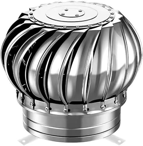 Extracteur de Fumées Rotatif Éolien, Ventilateur de Cheminée en Acier Inoxydable 304, Résistant à la Pluie et à la Rouille, Aération Efficace Sans Électricité, Pour Toit, Entrepôt (Argent,110mm)