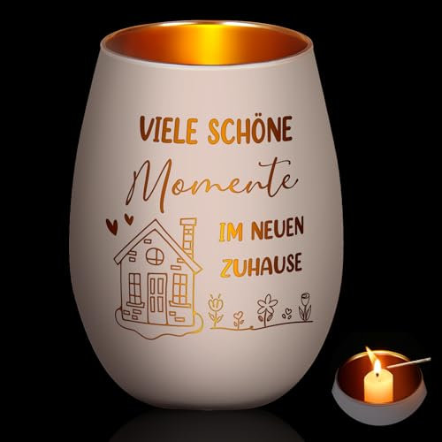 Nuenen Einzugsgeschenke Kerzenhalter Windlicht aus Glas Richtfest Neues Zuhause Geschenk Einzug Neue Wohnung Haus Geschenk Einweihungsgeschenk Wohnungseinweihung Geschenkideen(Schöne Momente)
