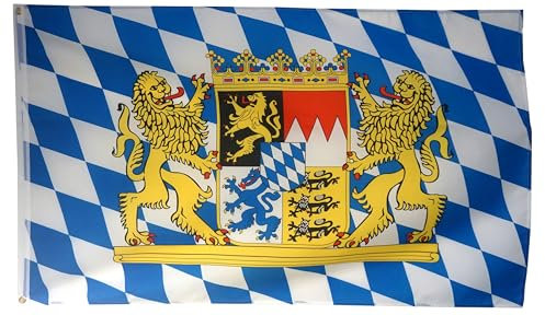 INQUARK 90 cm x 150 cm Fahne aus Polyester mit Messing Ösen | Sport Fanartikel Flagge Fußball WM EM Handballspiel | Deko Innenraum Garten Balkon (L-Bayern, 90 cm x 150 cm mit Gewicht ca. 75 g)