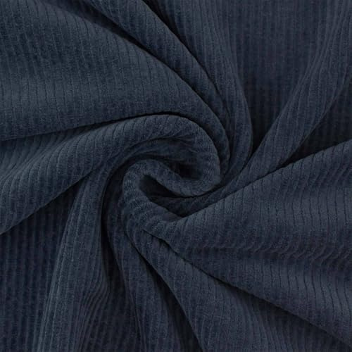Cordjersey Stoff, elastisch, Jersey-Stoff, uni marine (Länge am Stück: ab 50cm / Breite: 150cm)