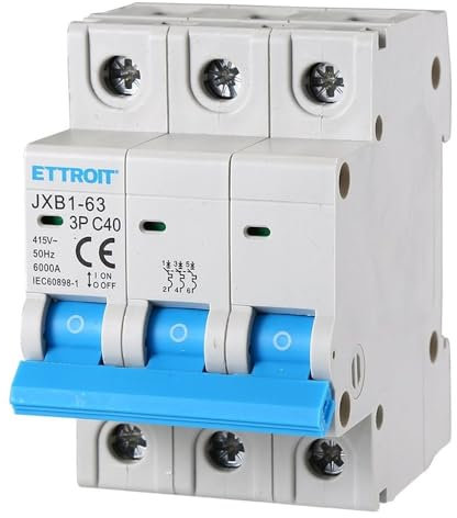 Ixtrima Interruttore Magnetotermico tripolare, 3 Poli, 380V, 6KA, Ampere 6A 10A 16A 20A 25A 32A 40A 50A 63A (C40-40A)