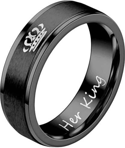 Jpltlvy Edelstahl Paar Ringe mit Krone Design ihr König seine Königin Thema für Geschenk passende Schmuckpaare