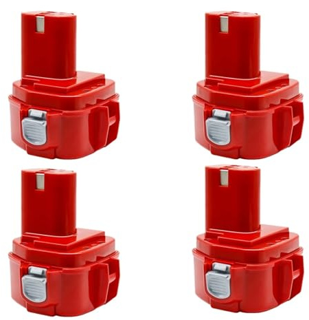 Batteria 12V 4000mAh compatibile for Makita PA12 Ni-Mh Batteria compatibile for Makita 1200 1220 1201 1222 1233SA/B1235 192681-5 Batterie for elettroutensili(4PCS 4000mAh Battery)