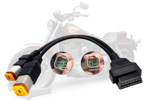 AMHTDOL OBD2-Kabel für Harley Davidson 4Pin+6Pin Diagnostic Adapter Cable | 2-in-1 Motorrad OBD-Scanner Adapter,kompatibel mit Harley Motorrad-Diagnosegerät 16-Pin auf 4-Pin 6-Pin OBDii Cable