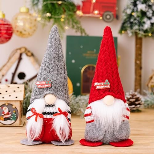 2 Stück Weihnachtswichtel Wichtel Figuren, Weihnachten Plüsch GNOME Weihnachtszwerg Deko Figur Puppe Schweden Wichtelgeschenk Weihnachtsfiguren Zwerg für Weihnachtendekoration,Handmade Plüschfiguren