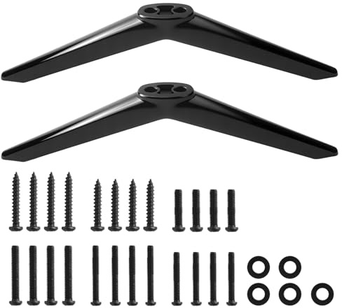 Pied TV Universel Pour Tcl Support Pour La Plupart Des Supports TV De 32/40/49/50/55 Pouces Pieds De Meuble TV Noirs Avec Jeu Vis Et Patins Antidérapants Abs Pied Compatible Avec Sharp, Samsung, Lg Et
