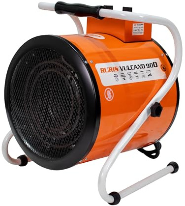 RURIS Chauffage Électrique Industriel VULCANO 900 9 kW, 3 Niveaux de Puissance, Thermostat, IPX4, Débit d’air 742 m³/h, Protection Surchauffe, Portable et Silencieux