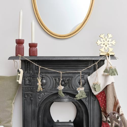 Green & White Winter Garland / Table Scatters - 120cm (1.2m / 47.2')