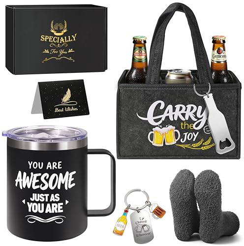 AUTOPkio Regalo Hombre Navidad, Cerveza Regalos Original | Padre Novio Marido Hermano Set Regalo Hombre Incluye Taza Termica Cumpleaños, Día del Padre, San Valentín, Práctico