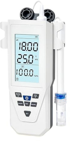 DIGNIFE Testeur d'eau, pH-mètre Portable avec écran LCD, testeur de qualité de l'eau, mesureur d'acidité de Laboratoire, analyseur de pH for Aquarium et Piscine, avec sonde.