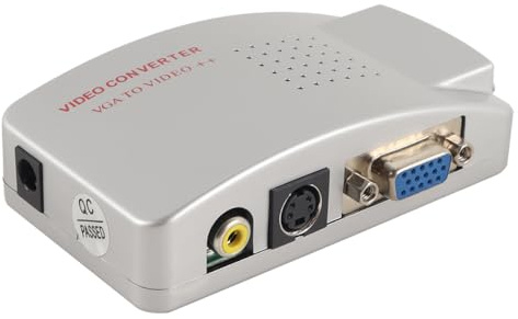 Teron VGA zu AV Adapter, Composite AV S-VIDEO zu VGA Konverter, Geeignet für HDTV, Monitore, Desktop, PC