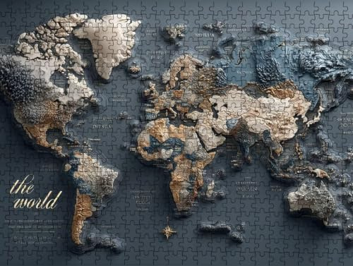 Weltkarte Puzzle 4000 Teile, Puzzle für Erwachsene, Erwachsene Teenager Heimaktivität Herausfordernde Familienaktivitätsspiele, Klassische Puzzles Als Geschenk und Wanddekoration R3KH-789