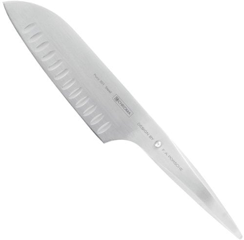 Chroma Santoku Messer Type 301, P-21, Design by F.A. Porsche, Schälmesser mit 17,8 cm Klinge, Extra scharfes Gemüsemesser, Kochmesser mit Kullenschliff