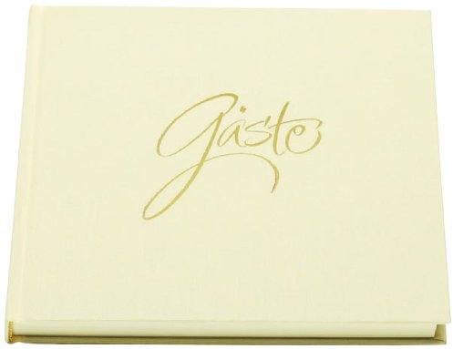 Rössler Papier 18781002124 - Gästebuch (192 weiße Seiten, 96 Blatt, 21 x 21 cm) ivory mit Stoffbezug und Goldfolie, gebunden, 1 Stück