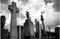 1art1 Gothic Poster Silence, Glasgow Necropolis, 3-Teilig Bilder Leinwand-Bild Auf Keilrahmen | XXL-Wandbild Poster Kunstdruck Als Leinwandbild 120x80 cm