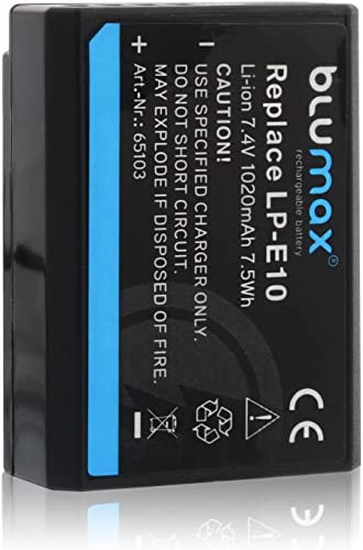 Blumax Rechargeable Battery for Canon LP-E10 | 1020 | Compatible With Canon EOS 1100D 1200D 1300D | EOS Rebel T3 T5 T6/1020 mAh 7.4 V 7,5Wh More Powerful Than Original Battery