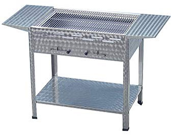 grillstore24.de Holzkohlegrill Edelstahl 4er, Standard mit Seitenablagen