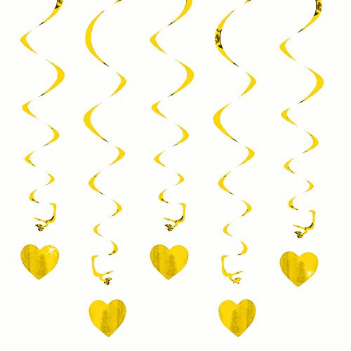 Oblique Unique® Deckenhänger Spiral Girlanden mit Herzen - Farbe wählbar (Gold)