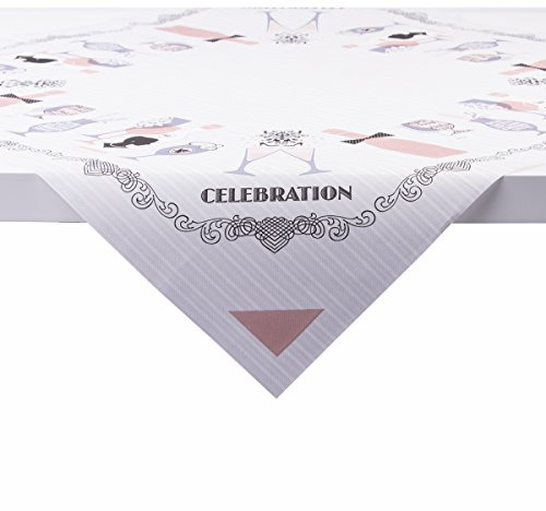 Sovie HORECA Tischdecke Celebration in Grau-Altrosa aus Linclass® Airlaid 80 x 80 cm, 20 Stück – Elegantes Design mit Sektgläsern, Weingläsern, Flaschen & Ornamenten für Festliche Tische