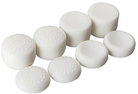 Paquete de 8 piezas de mandos analógicos para mando de gamepad con relieve antideslizante para palanca de pulgar para PS4, PS3, Switch Pro, Xbox one, Xbox 360, Wii U, PS2 (blanco)