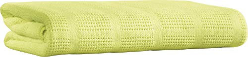 Erwin Müller Sommerdecke, leichte Baumwolldecke, Häkeldecke Trient lindgrün Größe 220x240 cm - luftig leicht, weiche Qualität, pflegeleicht