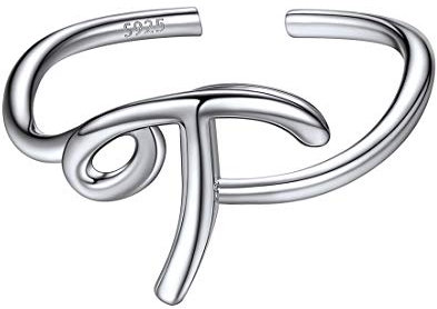 ChicSilver Damen Silberring Initiale Buchstabe T Ring Offener verstellbare Ring Partnerring für Frauen Mädchen