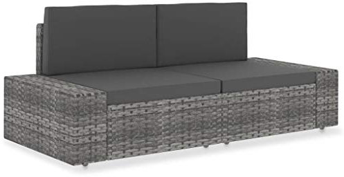 Festnight Modulares 2-Sitzer-Sofa Gartensofa Rattansofa Rattanmöbel Mittelsofa Ecksofa Lounge Sitzgruppe Sofagarnitur Poly Rattan Grau