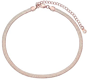 Collana Catena Donna Oro Rosato Placcato, Collana a Girocollo Donna, Catena Serpente Acciaio Collana girocollo a serpente piatta da 5 mm, in acciaio inossidabile 38 cm,, per donne e ragazze Confezione