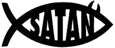 SUIFENG Aufkleber 15.2CM x 6.2CM Satan Fisch Jesus Devil God Motorrad Auto Aufkleber Emblem Auto Zubehör In Schwarz Splitter
