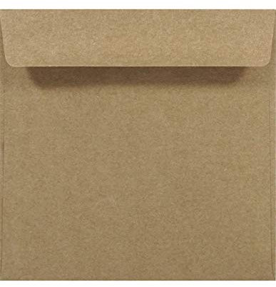 Netuno 500 Sandbraun quadratische Kraftpapier Umschläge Haftklebung 155x155 mm 100g Vintage Umschläge Eco quadratisch für Einladungen Geburtstags-Karten Glückwunsch-Karten Hochzeits-Karten Grußkarten