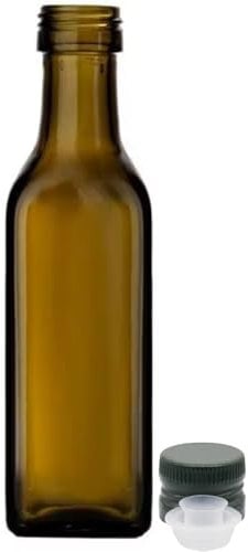 acquaverde | 40 Bottiglie Marasca in Vetro Scuro Uvag, Bottiglia per Campioncini di Olio e Liquori da 100 ml con Tappo Dosatore