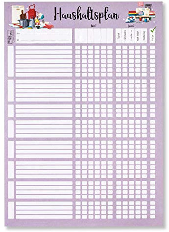 DESIGN WUNDER® Haushaltsplan zum Selberschreiben A4 [70 Blatt] Haushaltsplaner Familie mit Aufgaben (Blanko) – Wochenplaner A4 als Putzplan für Familien (Familienorganizer)