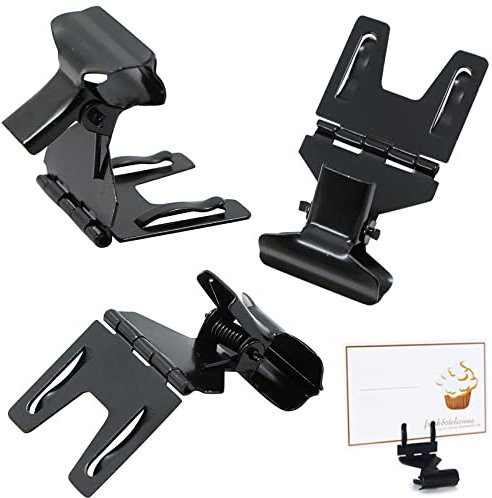 Étiquette Prix Clip Porte cartes - D'étiquetage Clips en Métal, 5,2 * 2,8 cm, Porte-cartes pour étiquette de prix Porte-photo Photos de mémo de mariage Anniversaire de bureau. 10 PCS Noir