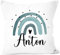 SpecialMe® Kissen-Bezug mit Name Bedruckt Motiv Regenbogen Baumwolle personalisierte Geschenke für Kinder Dekokissen Jungs weiß 40cm x 40cm