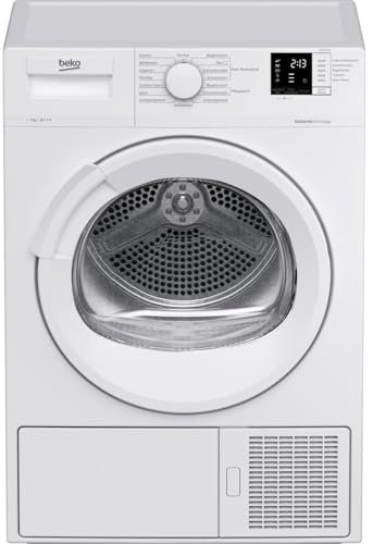 Beko DHC7512GX b300 Wärmepumpentrockner, Wäschetrockner, Frontlader, 7 kg Beladungskapazität, 15 Programme, Sonsortrocknung, Knitterschutz, Allergikergeeignet, Säulenfähig, Schontrommel, Weiß