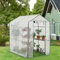 Invernadero de Jardín con Estantes Casero Plantas Abertura con Cremallera Acero Galvanizado PE 120 x 186 x 190 cm Blanco Translúcido