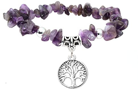 MILAKOO Amethyst Edelsteine Armband Damen Lebensbaum Armband Damen 7 chakra armband