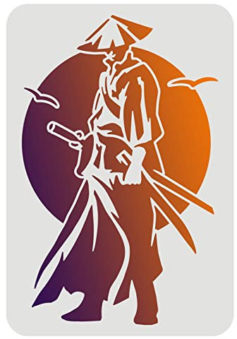 FINGERINSPIRE Chinesische Schwertkämpfer-Schablone 29,7x21cm China-Helden-Zeichnungsschablone China-Schablone für antike Ritter Paladin-Schablone zum Malen auf Holz, Stoff, Papier, Wand