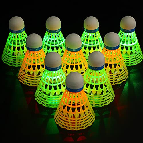 YouYuer 8PCS LED Badminton Federbälle LED Nylon Sport Training Badminton Naturfederbälle Federball Shuttle Mit Stabilität Haltbarkeit Badmintonbälle Badminton Bälle für Bewegung(Zufällige Farbe)