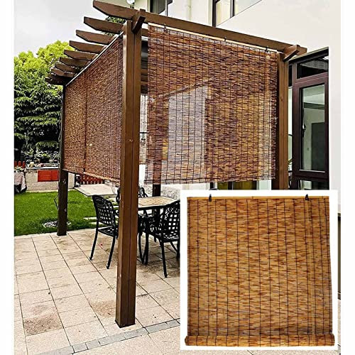 Xrdbfd Schilf Rollos, Fenster Rollläden, Natürlichem Bambus Jalousien, Retro Stroh Vorhänge, Schilf Jalousien, Für Innen-/außen-/Balkon-/terrassenverdunkelung,WxH-50x150cm/20 * 59in
