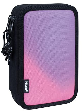 MILAN Plumier 2 Etagen mit Sunset Inhalt, schwarz und rosa