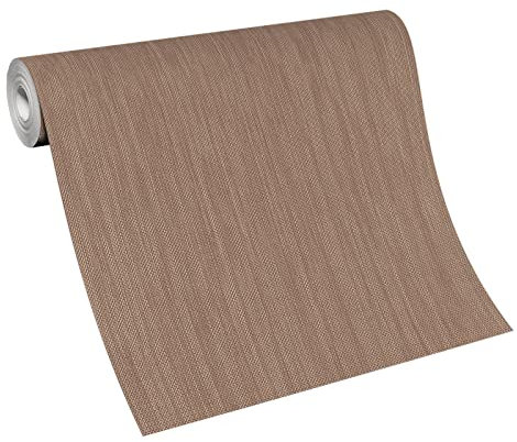 Braune Tapete in Jute Optik | Leinen Vliestapete in Dunkelbraun für Wohnzimmer und Esszimmer | Vlies Wandtapete in Leinenoptik